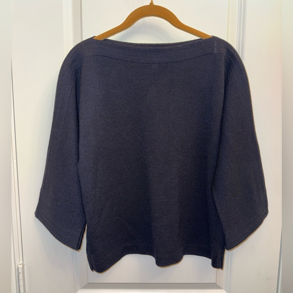 St. John Sport Top Wool Boatneck Sweater Black Classic Size Small
